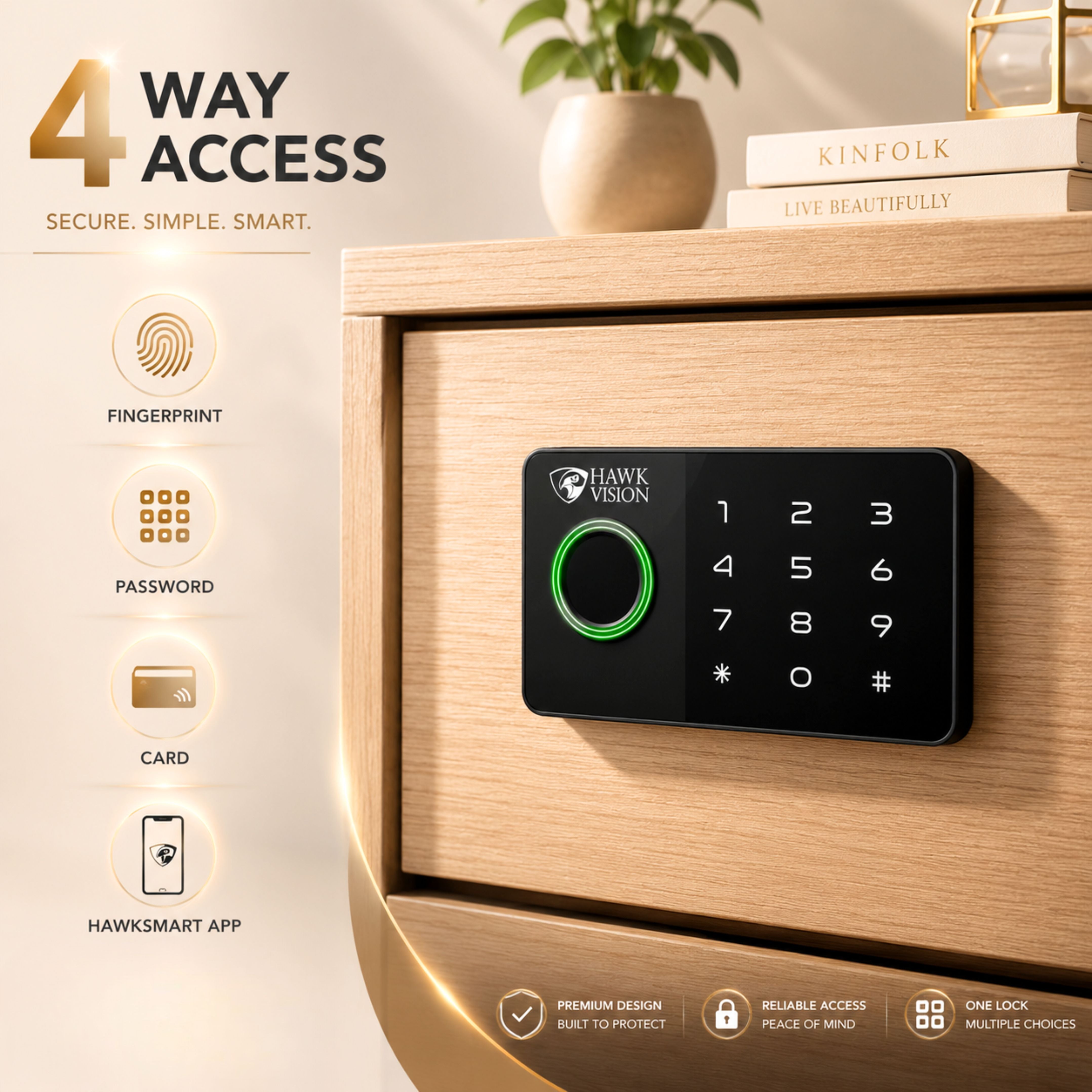 HV-SDL-CL-05 Smart Cabinet Lock with Fingerprint, Password & HawkSmart App Access