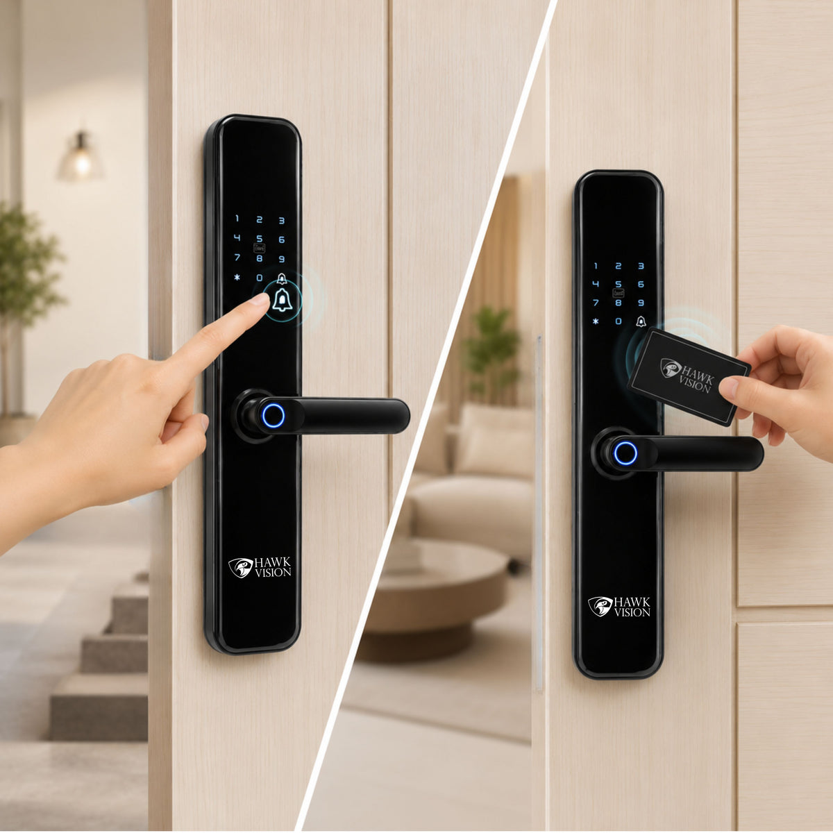 Hawk Vision HV-SDL-F52-A Smart Door Lock with Fingerprint, Card, Password, Key & HawkSmart App Access