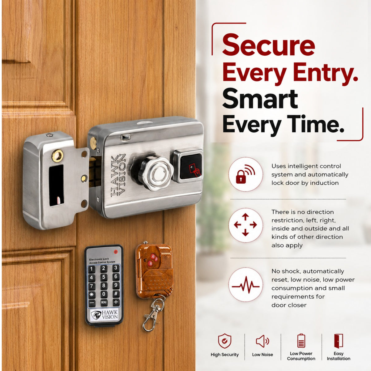 HV-DL-205M-R Intelligent Electronic Door Lock with RFID & Remote Access | Hawk Vision