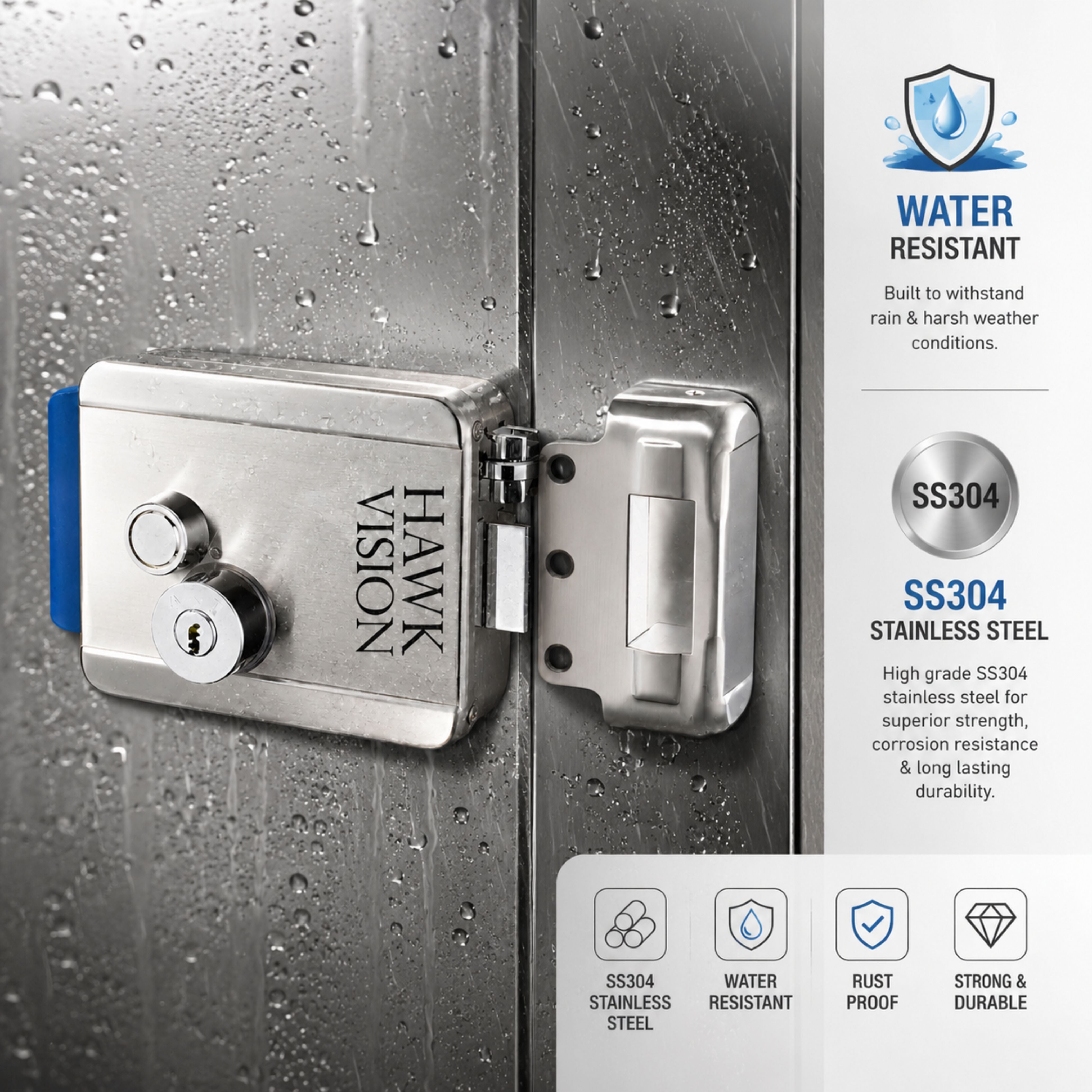 HV-DL-202 STAINLESS STEEL ELECTRONIC LOCK WITH 5 KEYS