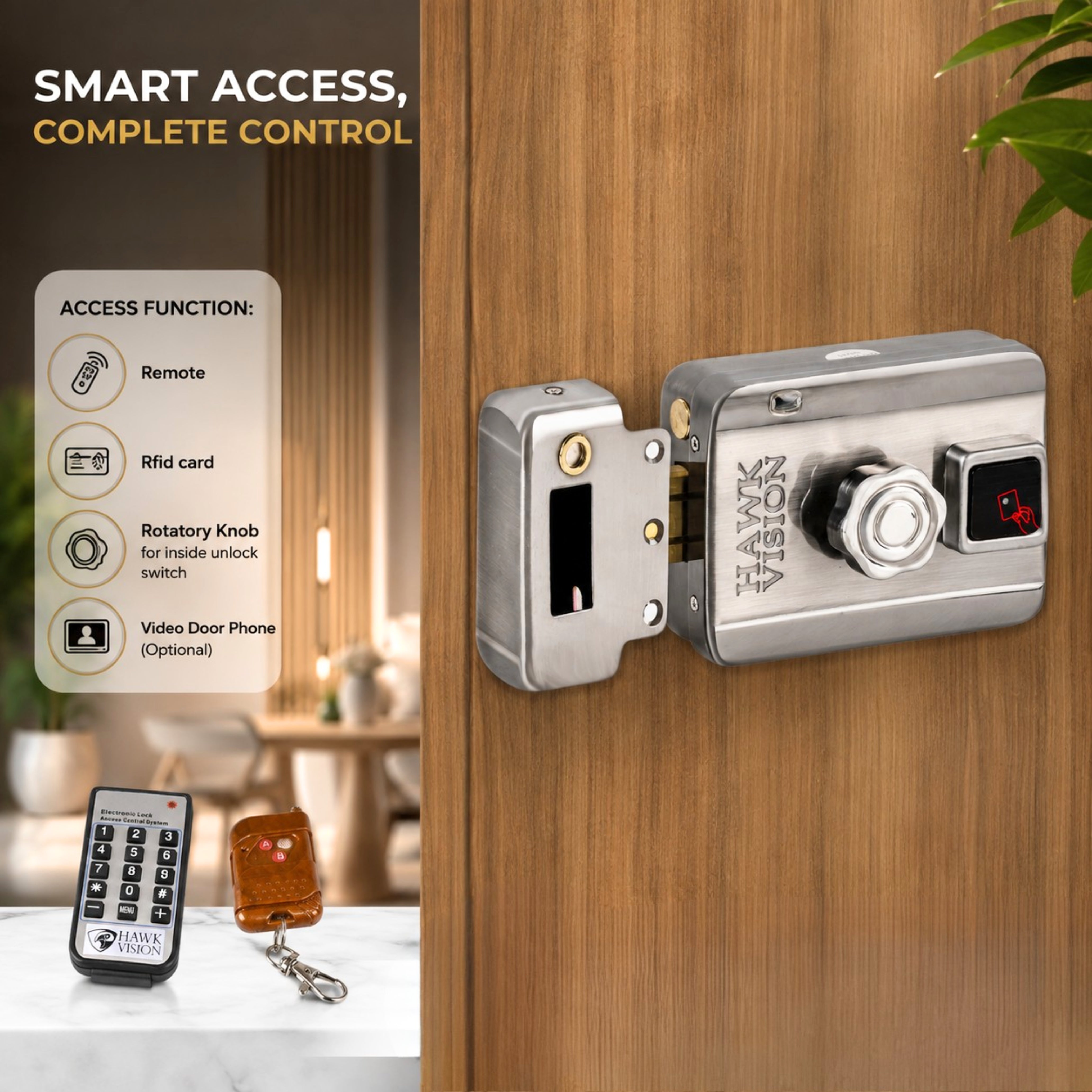 HV-DL-205M-R Intelligent Electronic Door Lock with RFID & Remote Access | Hawk Vision