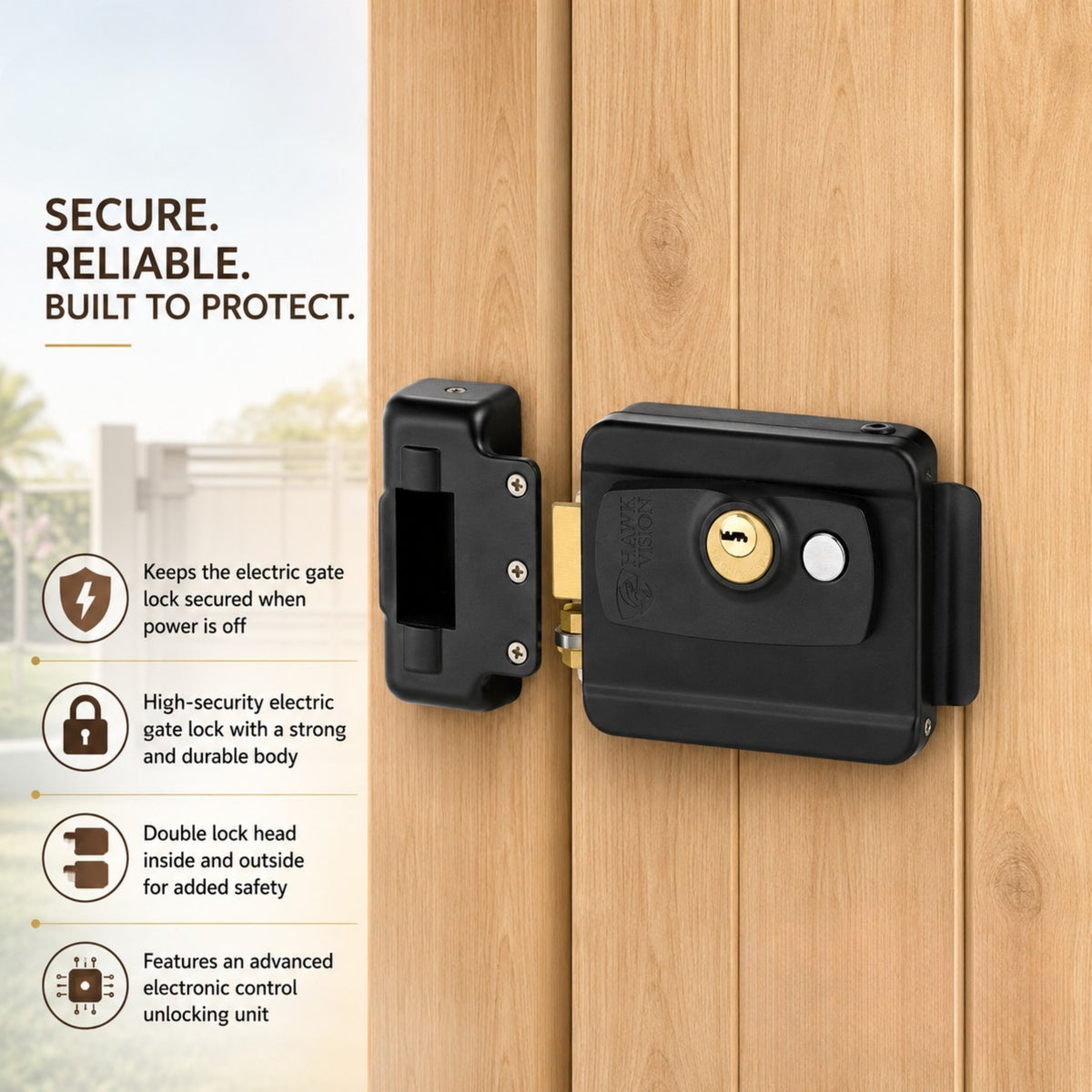 Electric Gate Lock with 5 Keys – High-Security & Durable Design
