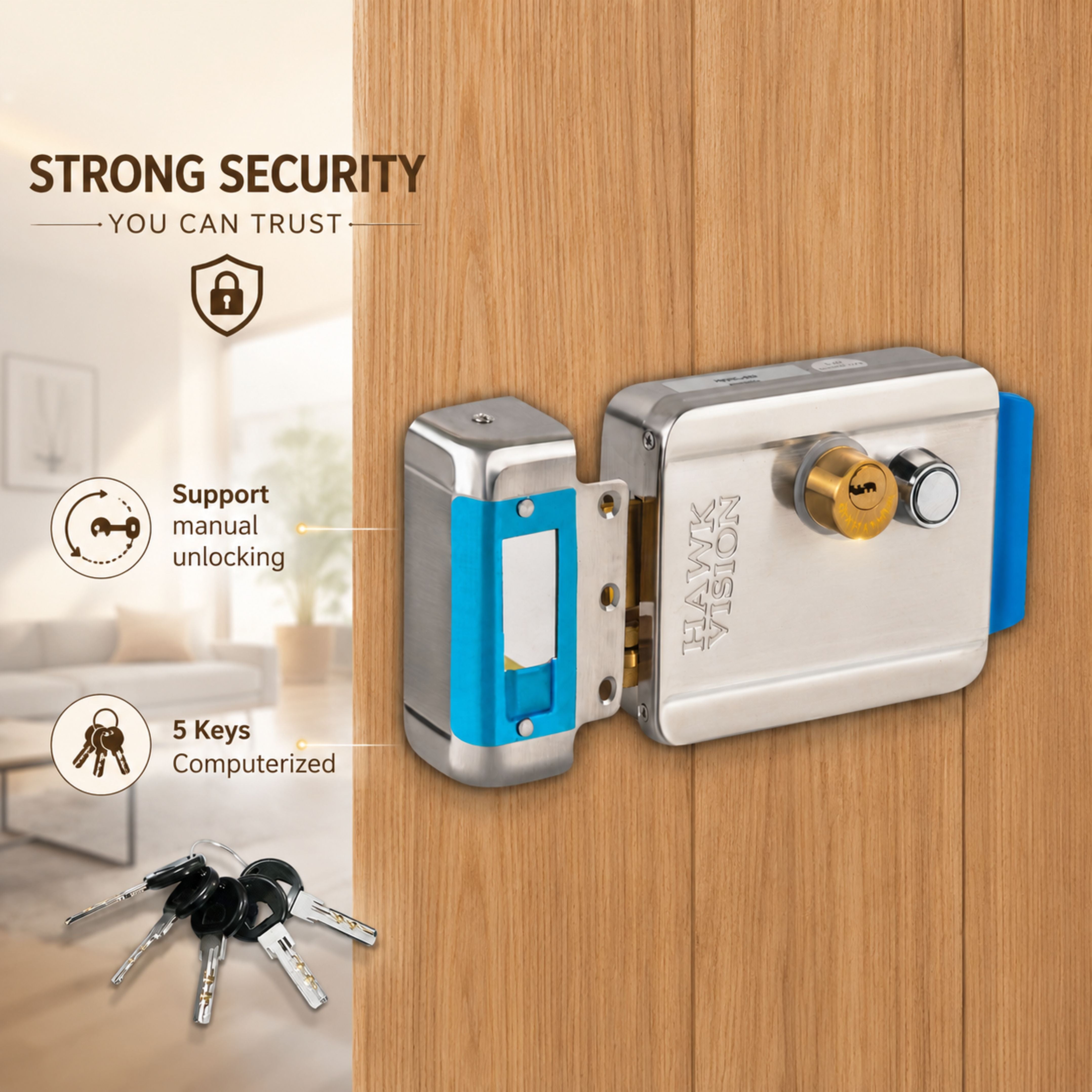 HV-DL-204  ELECTRIC DOOR LOCK WITH 5 KEYS