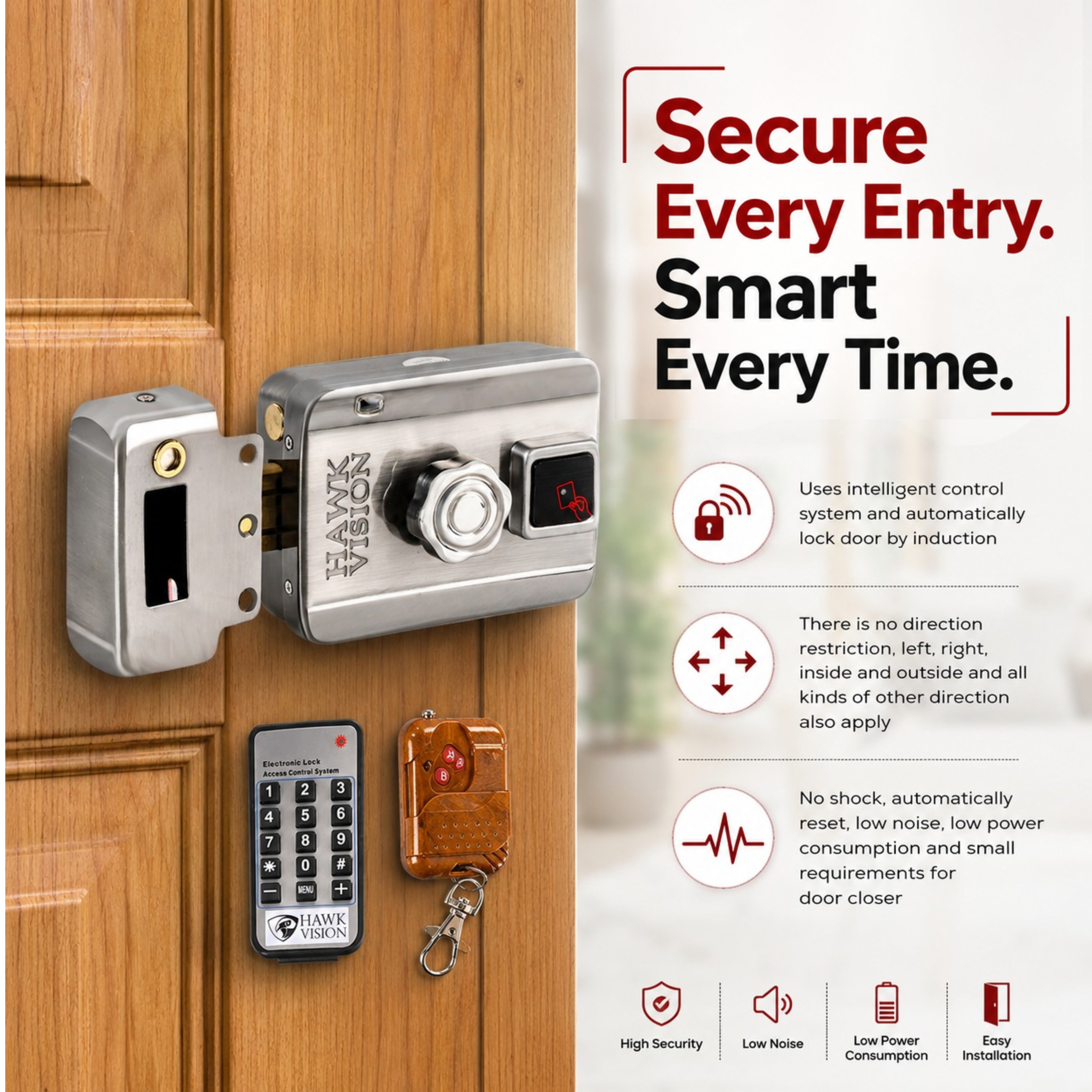 HV-DL-205M-R Intelligent Electronic Door Lock with RFID & Remote Access | Hawk Vision