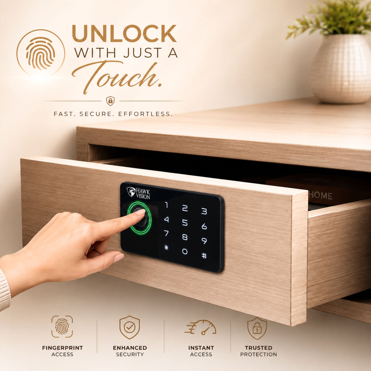 HV-SDL-CL-05 Smart Cabinet Lock with Fingerprint, Password & HawkSmart App Access