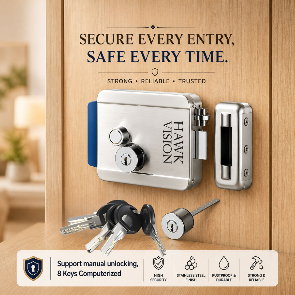 HV-DL-202  STAINLESS STEEL ELECTRONIC LOCK WITH 5 KEYS