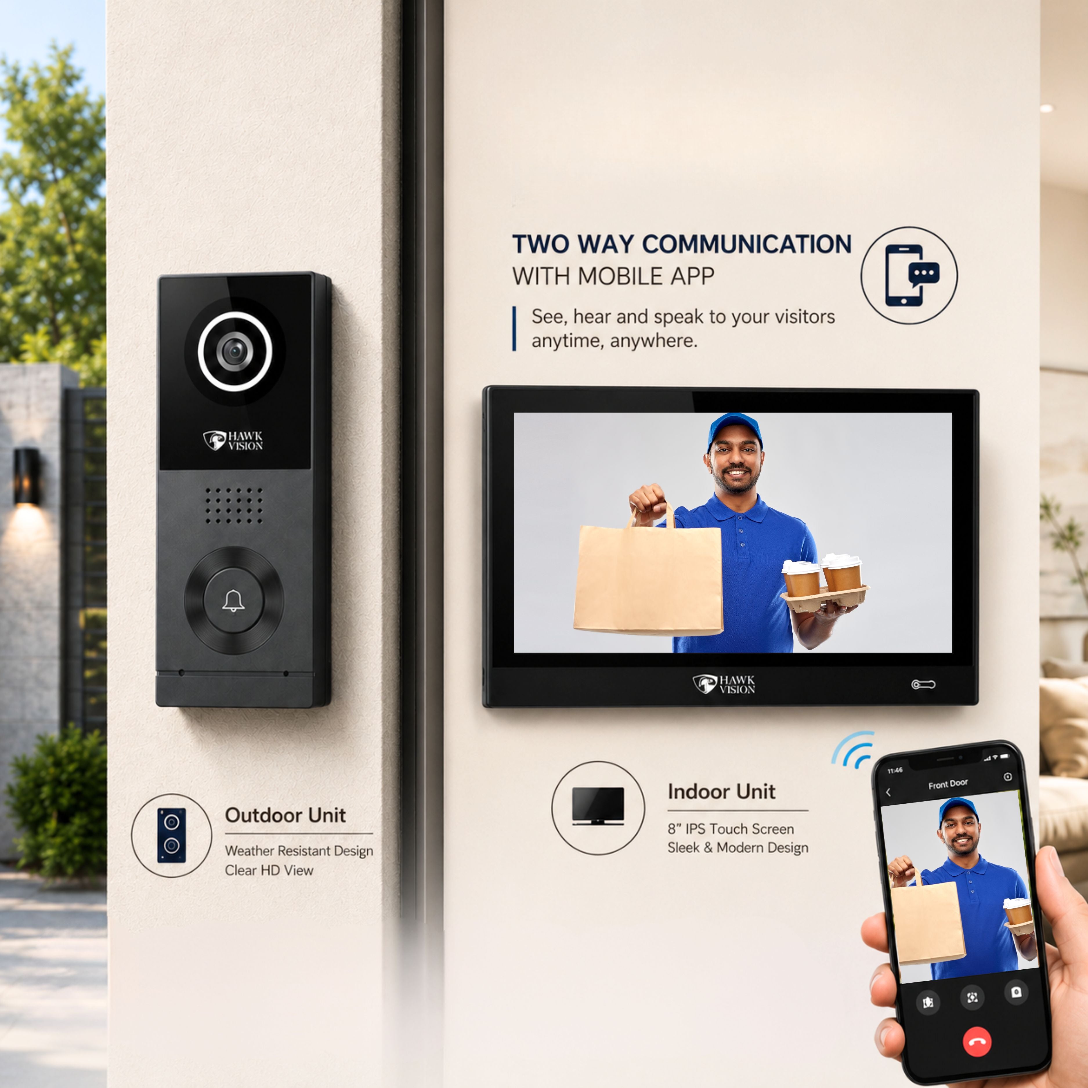 Best Video Door Phone Online  WiFi VDP Single Bell Kit